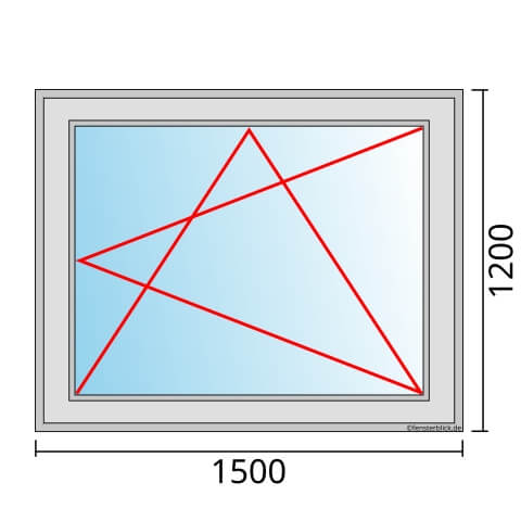Einflügeliges Fenster 150x120 cm mit Dreh-Kipp-Rechts Öffnung