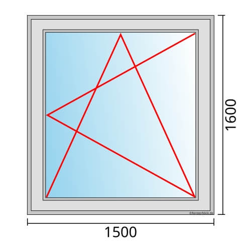 Einflügeliges Fenster 150x160 cm mit Dreh-Kipp-Rechts Öffnung