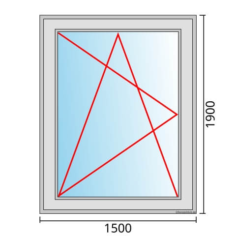 Einflügeliges Fenster 150x190 cm mit Dreh-Kipp-Links Öffnung
