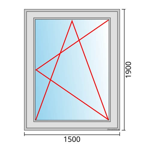 Einflügeliges Fenster 150x190 cm mit Dreh-Kipp-Rechts Öffnung