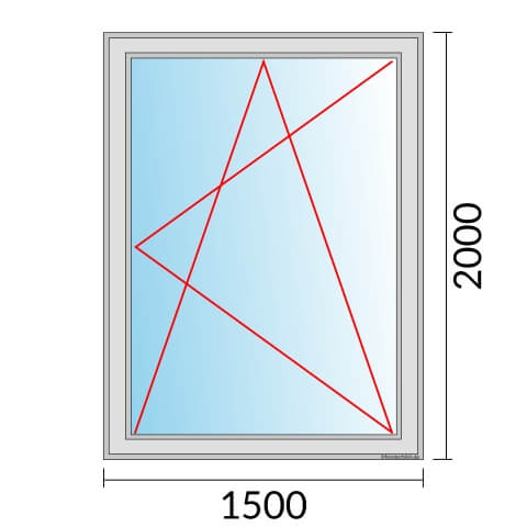 Einflügeliges Fenster 150x200 cm mit Dreh-Kipp-Rechts Öffnung