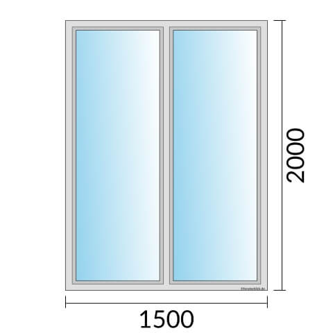 Zweiflügeliges Fenster 150x200 cm mit Festverglasung im Rahmen & mit Festverglasung im Rahmen