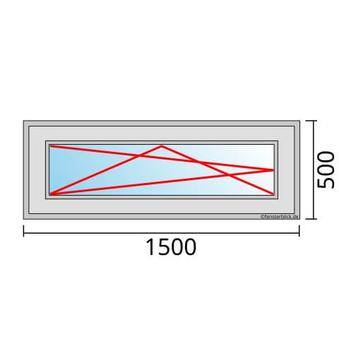 Einflügeliges Fenster 150x50 cm mit Dreh-Kipp-Links Öffnung