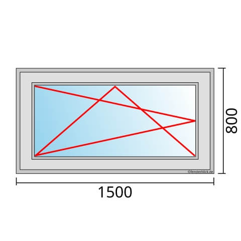 Einflügeliges Fenster 150x80 cm mit Dreh-Kipp-Links Öffnung