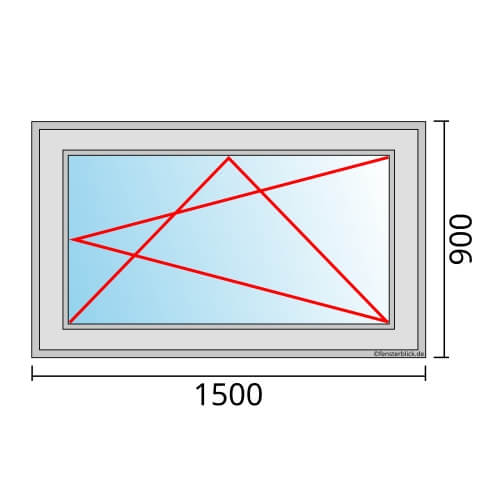 Einflügeliges Fenster 150x90 cm mit Dreh-Kipp-Rechts Öffnung