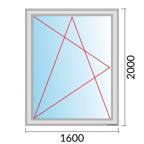 Einflügeliges Fenster 160x200 cm mit Dreh-Kipp-Links Öffnung