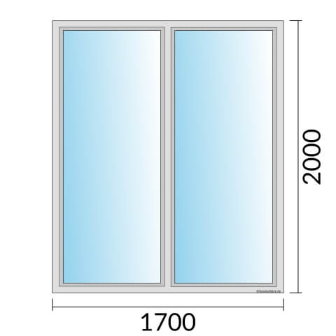 Zweiflügeliges Fenster 170x200 cm mit Festverglasung im Rahmen & mit Festverglasung im Rahmen