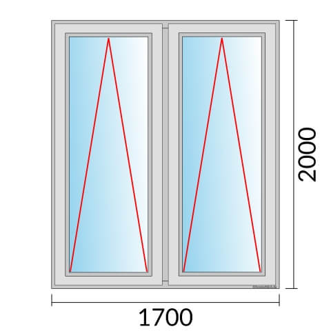 Zweiflügeliges Fenster 170x200 cm mit Kipp Öffnung & mit Kipp Öffnung