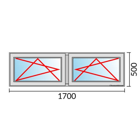 Zweiflügeliges Fenster 170x50 cm mit Dreh-Kipp-Links & Dreh-Kipp-Rechts Öffnung