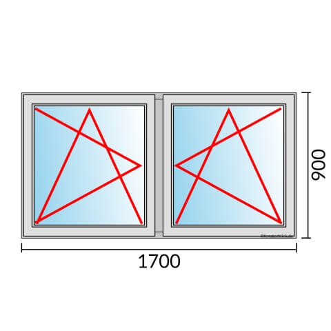Zweiflügeliges Fenster 170x90 cm mit Dreh-Kipp-Links & Dreh-Kipp-Rechts Öffnung