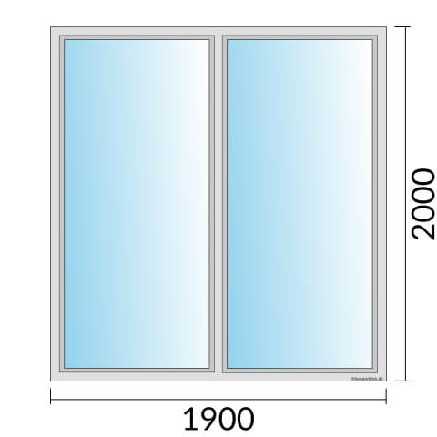 Zweiflügeliges Fenster 190x200 cm mit Festverglasung im Rahmen & mit Festverglasung im Rahmen