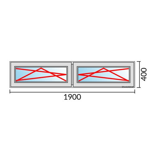 Zweiflügeliges Fenster 190x40 cm mit Dreh-Kipp-Links & Dreh-Kipp-Rechts Öffnung