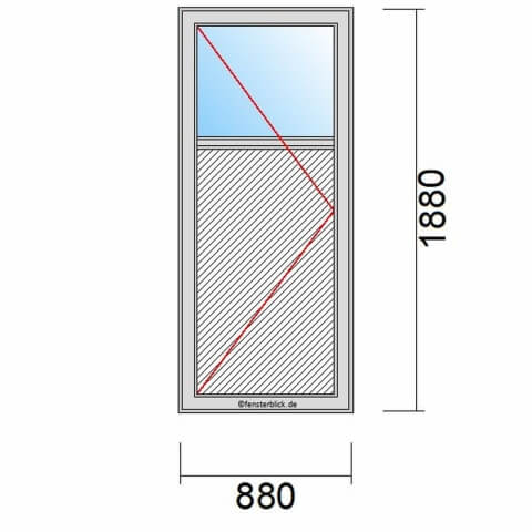 Nebeneingangstür mit Füllung 880x1880mm DL schematische Zeichnung