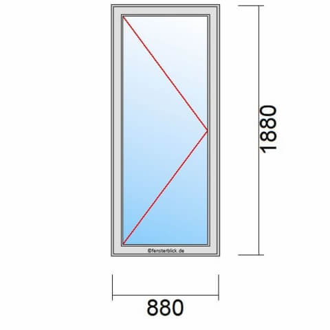 Nebeneingangstür 880x1880mm DL schematische Zeichnung