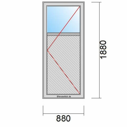 Nebeneingangstür mit Füllung 880x1880mm DR schematische Zeichnung