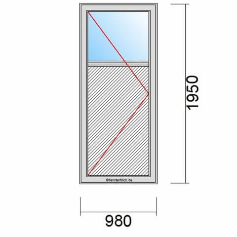 Nebeneingangstür mit Füllung 980x1950mm DL schematische Zeichnung