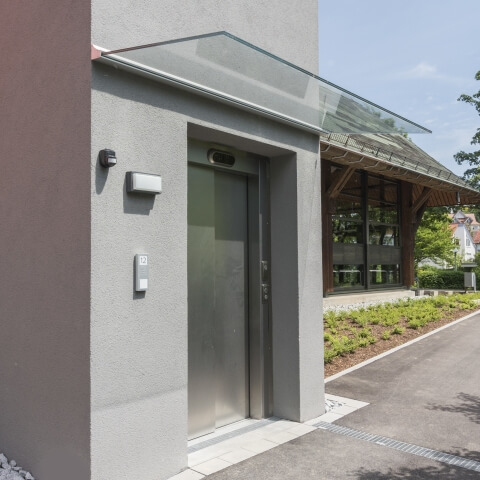 Vordach aus Glass Hauseingang modern Glassline CANOPY cloud