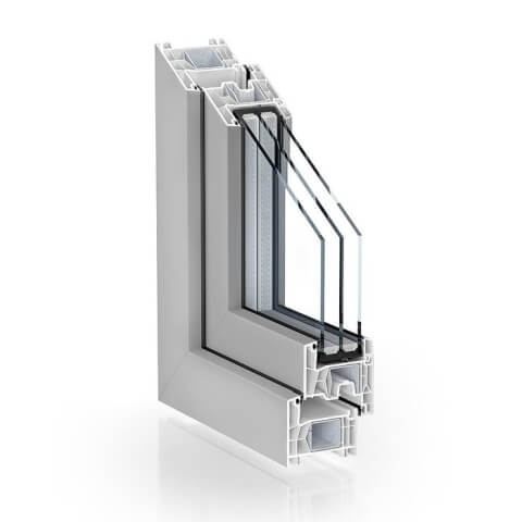 Fensterprofil Kömmerling 76 AD Profil Achatgrau