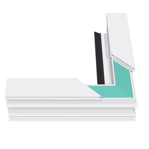 Salamander evoCore PET-schuim in het kunststof profiel van kozijnenblik