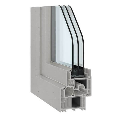 Kunststofffenster Salamander greenEvolution 76 flex A MD Greta Profilschnitt