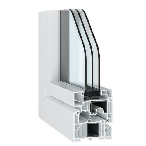 Kunststofffenster Salamander greenEvolution 76 box Profilschnitt