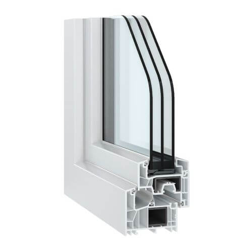 Kunststofffenster Salamander greenEvolution 76 free Profilschnitt