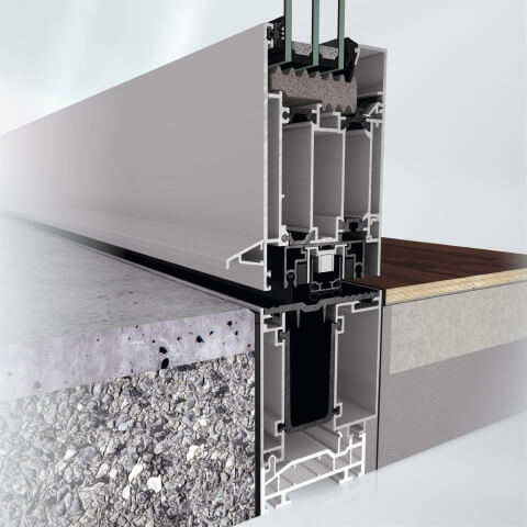 Tür Schüco AD UP 75 - Profil Schwelle Null