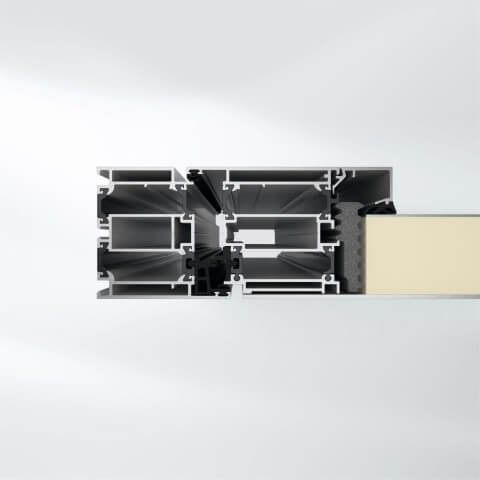 Tür Schüco AD UP 75 - Profil Füllung Aufsatz einseitig