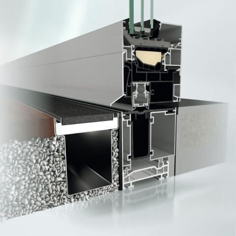 Aluminium Fenster Schüco AWS 90.SI+ - Profil Balkontür Schwelle Null