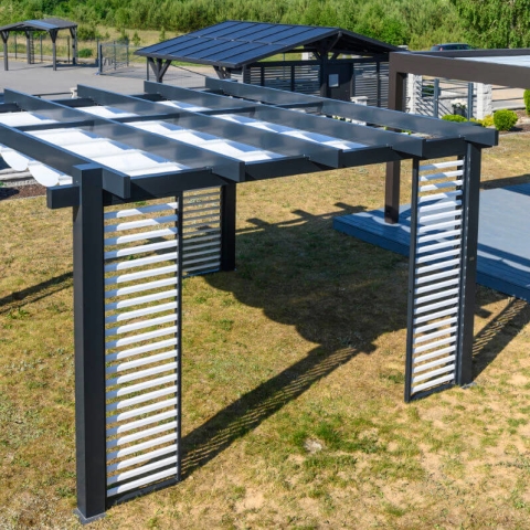 Pergola Terra Jord Anthrazit Garten Lamellen Oben