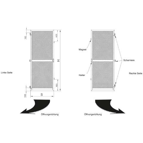 Fliegengitter Pendeltür für Haustüren Maße