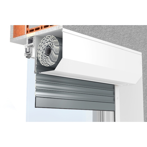 Vorbaurollladen PST eckig 45° Montage Laibung