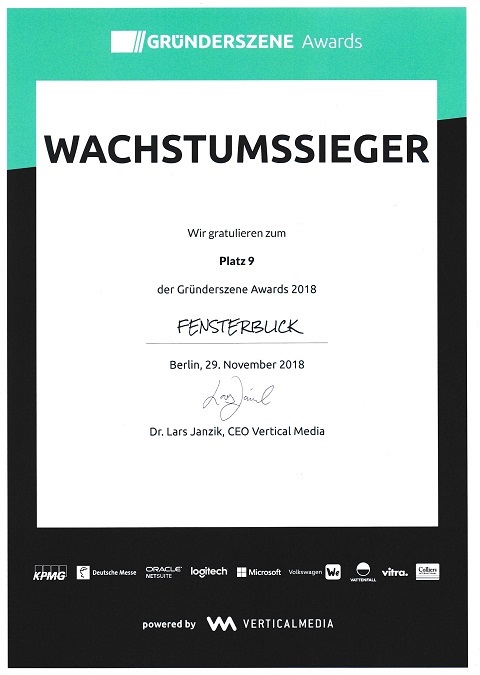 Gründerszene Award 2018 - fensterblick.de