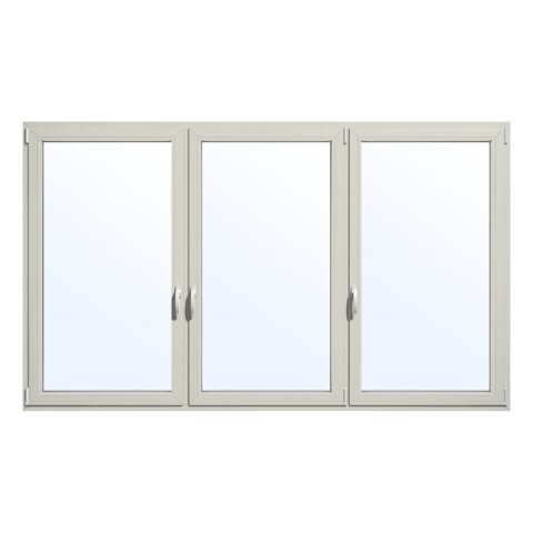3-flügliges Aluminiumfenster in Grauweiß Innenansicht