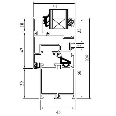 Alufenster MB-45 Profilschnitt