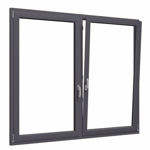 2-flügeliges Alufenster MB-70hi grau