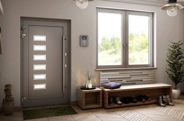 Aluminium Haustür in Grau