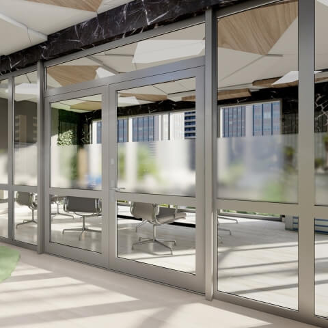 Aluminium voordeur 2-delig met bovenlicht