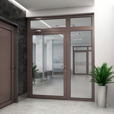 Aluminium achterdeur met zijdeel en bovenlicht