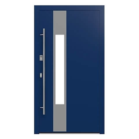 Aluminium Haustür Gelsenkirchen in Blau, Glas links