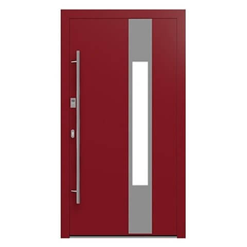 Aluminium Haustür Chemnitz in Rot, Glas rechts