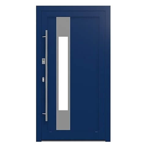 Aluminium Haustür Chemnitz in Blau, Glas links