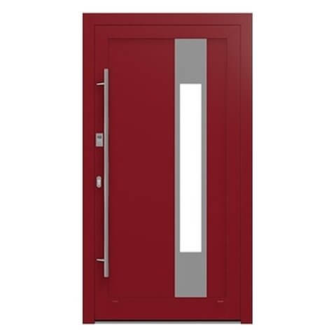 Aluminium Haustür Chemnitz in Rot, Glas rechts