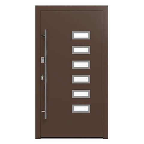 Aluminium Haustür Lübeck in Braun, Glas Rechts