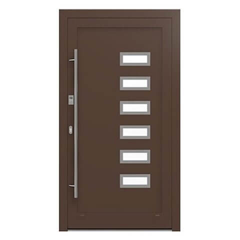 Aluminium Haustür Lübeck in Braun, Glas Rechts