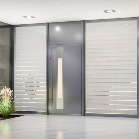 Alu Haustür mit Seitenteilen in Grau