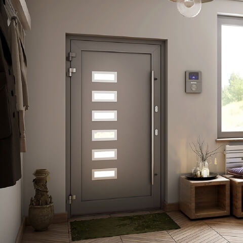 Aluminium Haustür in Grau