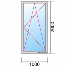 Balkontür Dreh-Kipp-Rechts 1000mm x 2000mm