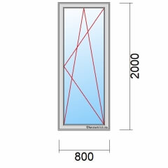 Balkontür Dreh-Kipp-Rechts 800mm x 2000mm