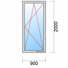 Balkontür Dreh-Kipp-Rechts 900mm x 2000mm